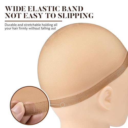 Miniatura 5 de MORGLES 20 gorras de peluca transparentes HD para mujer, gorras de nailon elástico para peluca de encaje frontal, ultra delgadas, color marrón