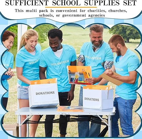 Miniatura 4 de PerKoop 24 juegos de regreso a suministros a granel, kit de suministro elemental, suministros medios altos para K-12 Essentials, incluye reglas para