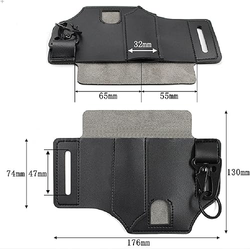 Miniatura 2 de Edc Tactical Belt Accessories Leather Tool Pouch Leather Key Holder Leather Pocket Protector Linterna Holster Mult0i Tool Holster for Belt (negro)