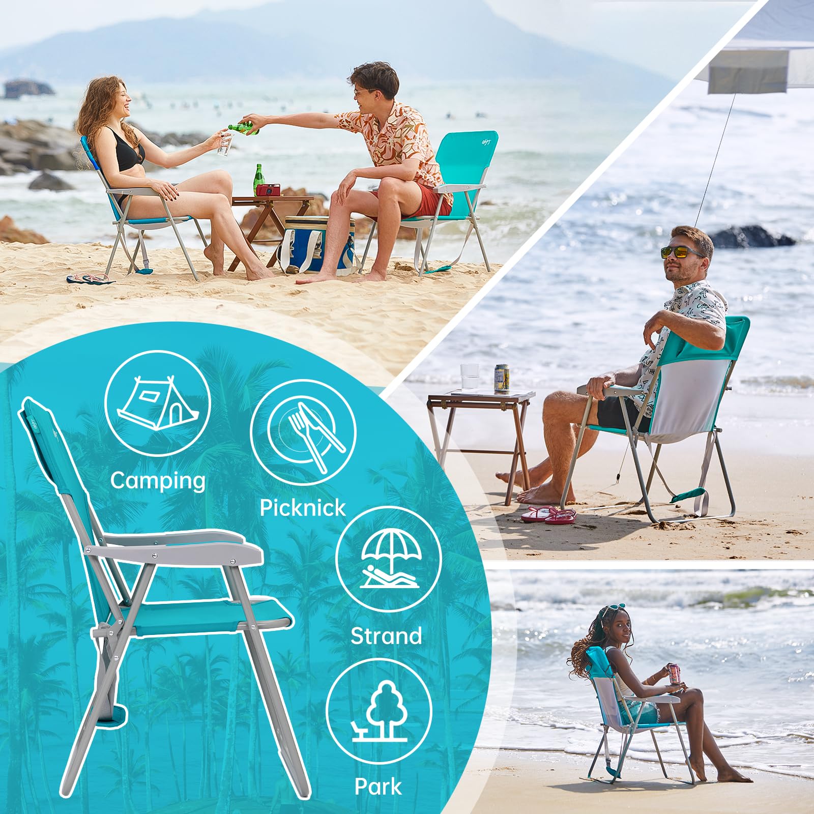 #WEJOY Klappstuhl Leicht Tragbar Campingstuhl Faltbar Stark Stabil Langlebig für Garten Balkon und Festival Outdoor als Angelstuhl Camping Stuhl Max Hold bis 136 kg, 1/2 Stück