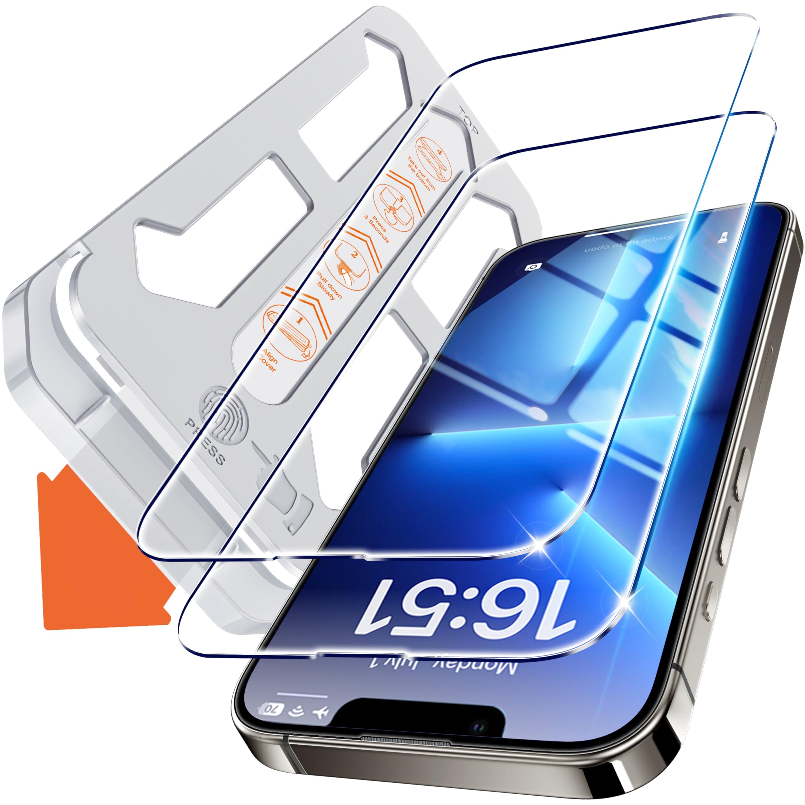 Tentoki Protector Pantalla para iPhone 13 Pro Max / 14 Plus, HD Claro | 2 Piezas Cristal Templado de Dureza 9H,Alineación Automática Una Instalación Rápida,Anti-Arañazos,Sin Burbujas,6,7 Pulgadas Global Recycled Standard Global Recycled Standard Global Recycled Standard