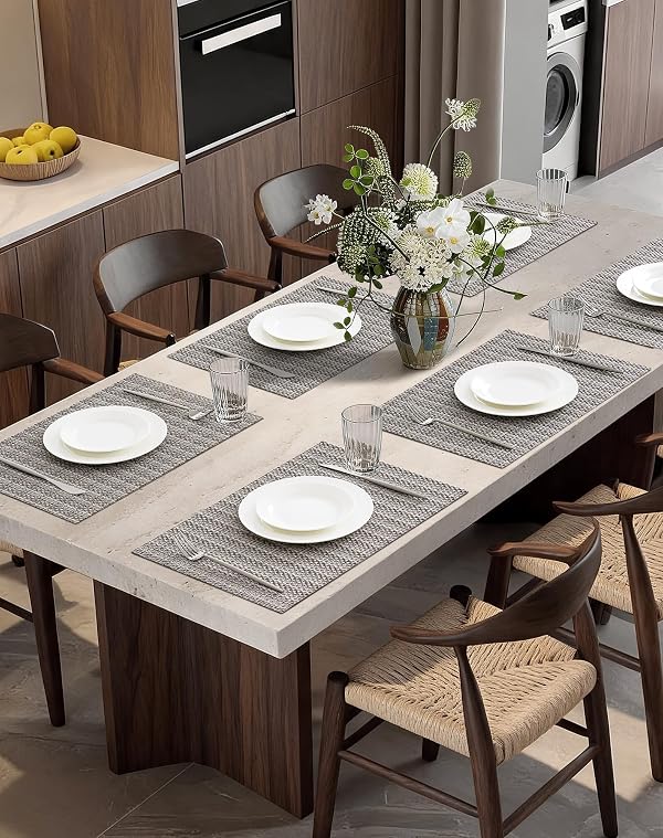 Leetaltree Woven Vinyl Placemats Set of 8, Beige Gray by Leetaltree - Used condition - Image 7