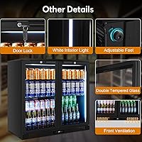 Vista 7 de Back Bar Cooler Undercounter Beverage Refrigerator with Glass Door, Commercial Display Fridge for Beer Drink Soda with Temperature Control, 7.2Cu.