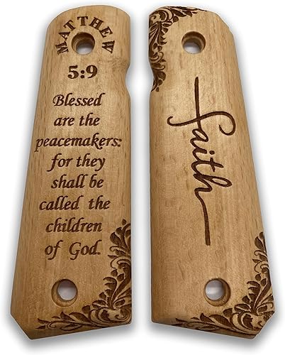 Miniatura 17 de for 1911: Full Size Wooden Handgun Grips with Bible Verses Series - Fits a Wide Range of 1911 Models - 1911 Accessories