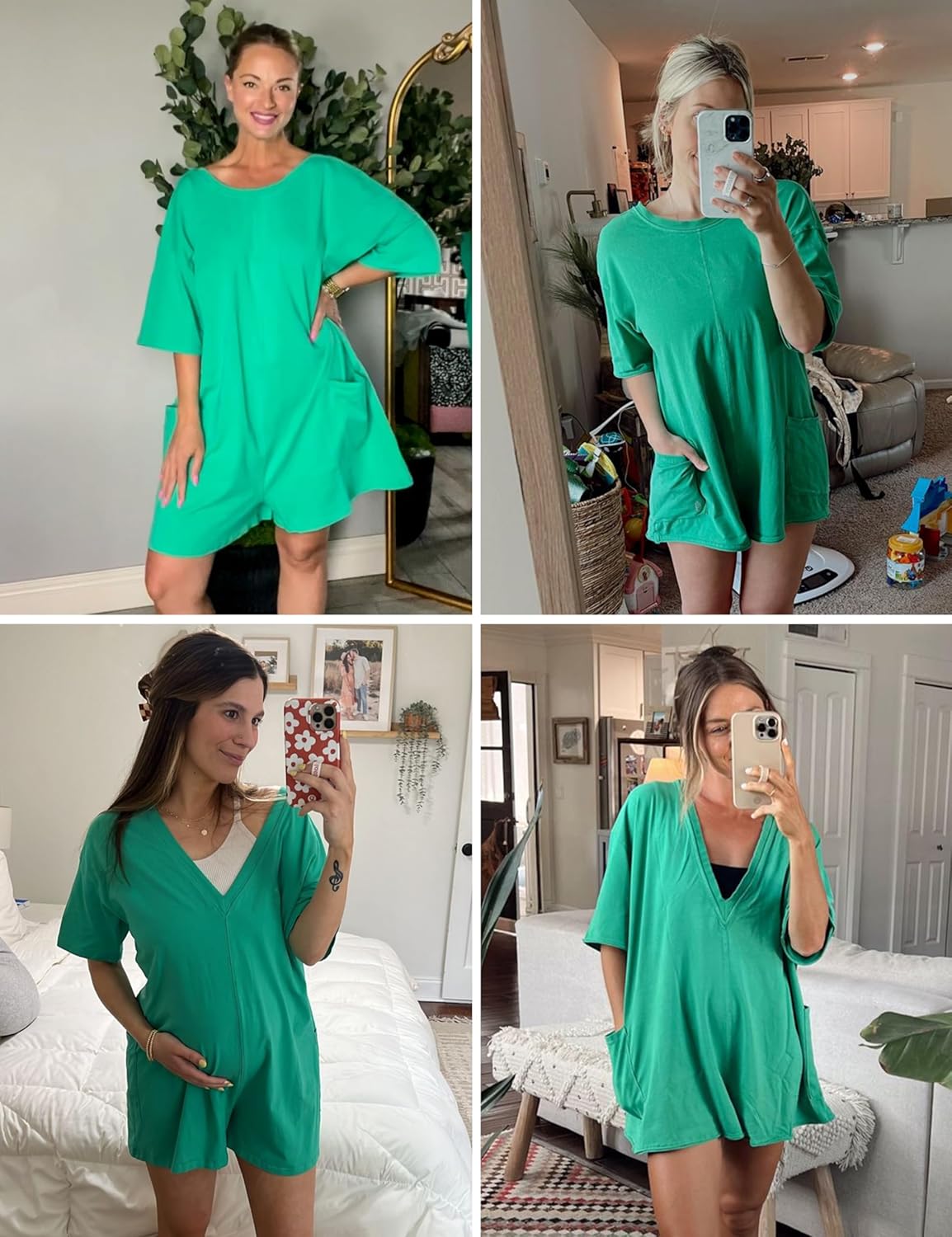 LTSCNRM Womens Tee Rompers Casual One Piece Hot Shot Oversized Overall Short Sleeve Reversible Athletic Workout Pockets - Image 5