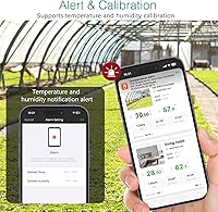 Vista 4 de ORIA Termómetro higrómetro inalámbrico, sensor de temperatura de humedad Bluetooth, termómetro higrómetro mejorado para interiores y exteriores