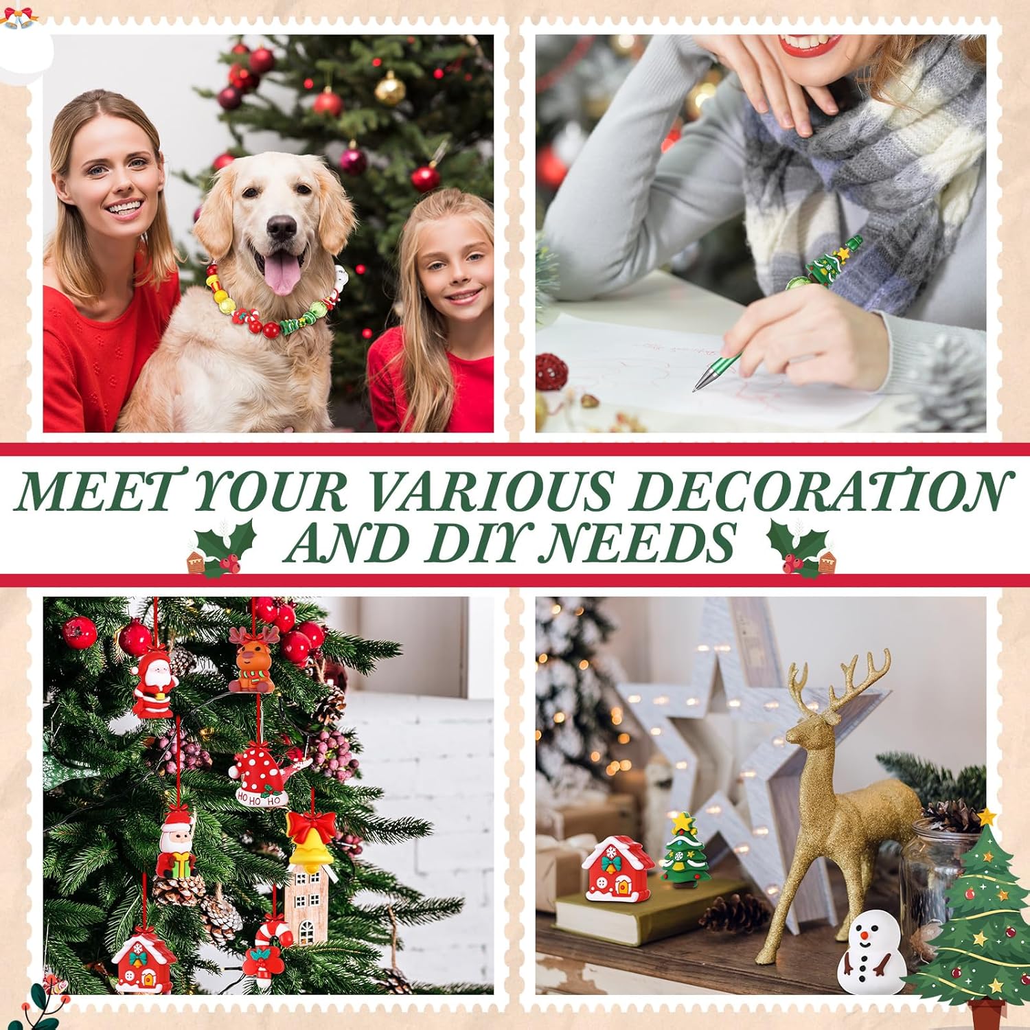 12 Pcs Christmas 3D Silicone Focal Beads for Pens Xmas Character Beads Bulk Funny Snowman Tree Gingerbread Santa Claus for Keychain DIY Crafts Necklace Bracelet Lanyards Making Kit Supplies - Image 4