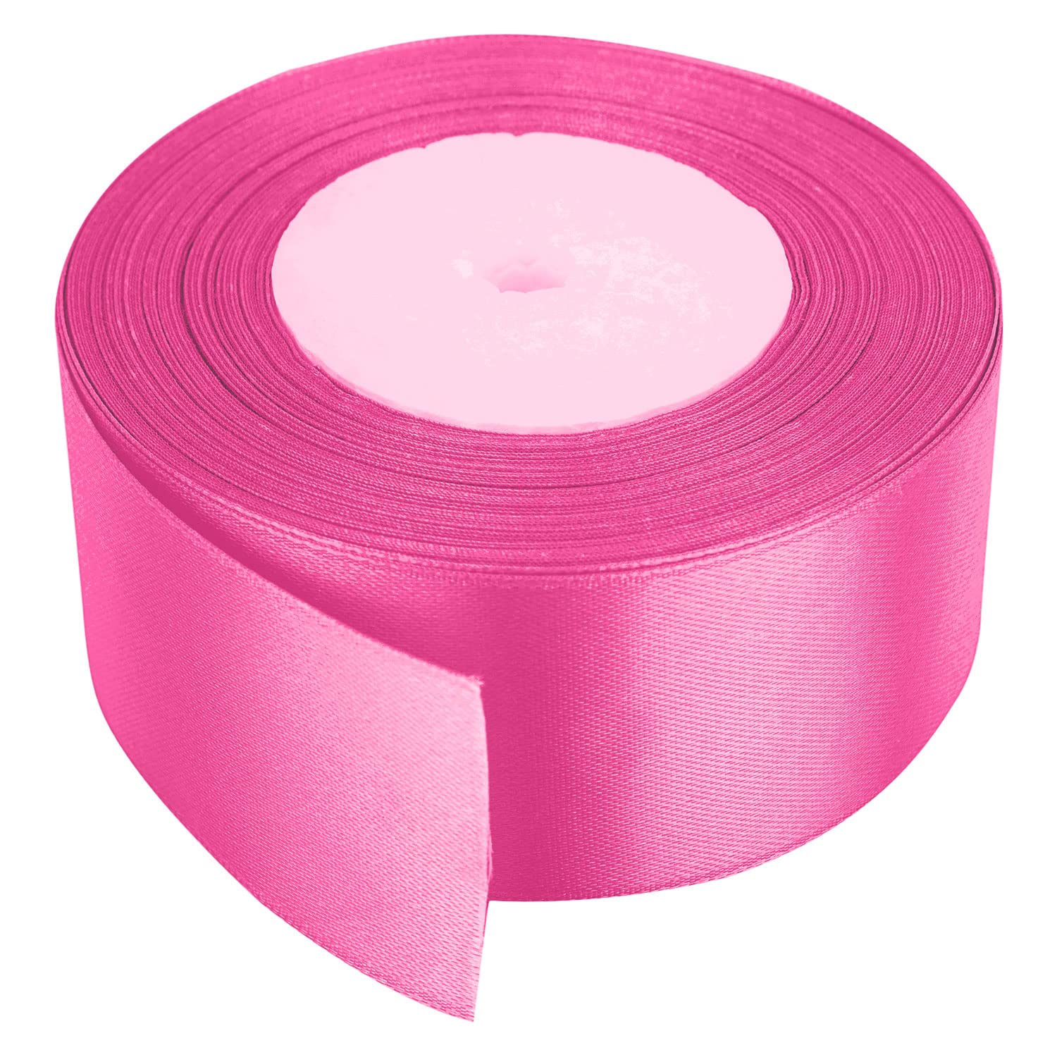 Trimming Shop 40mm Double Sided Satin Ribbon 25 Metres Roll - 100% Polyester Craft Ribbon for Gift Wrapping, Bow Making, Sewing, Wedding Decoration, Hair Accessories & DIY Crafts, Shocking Pink โ image 1