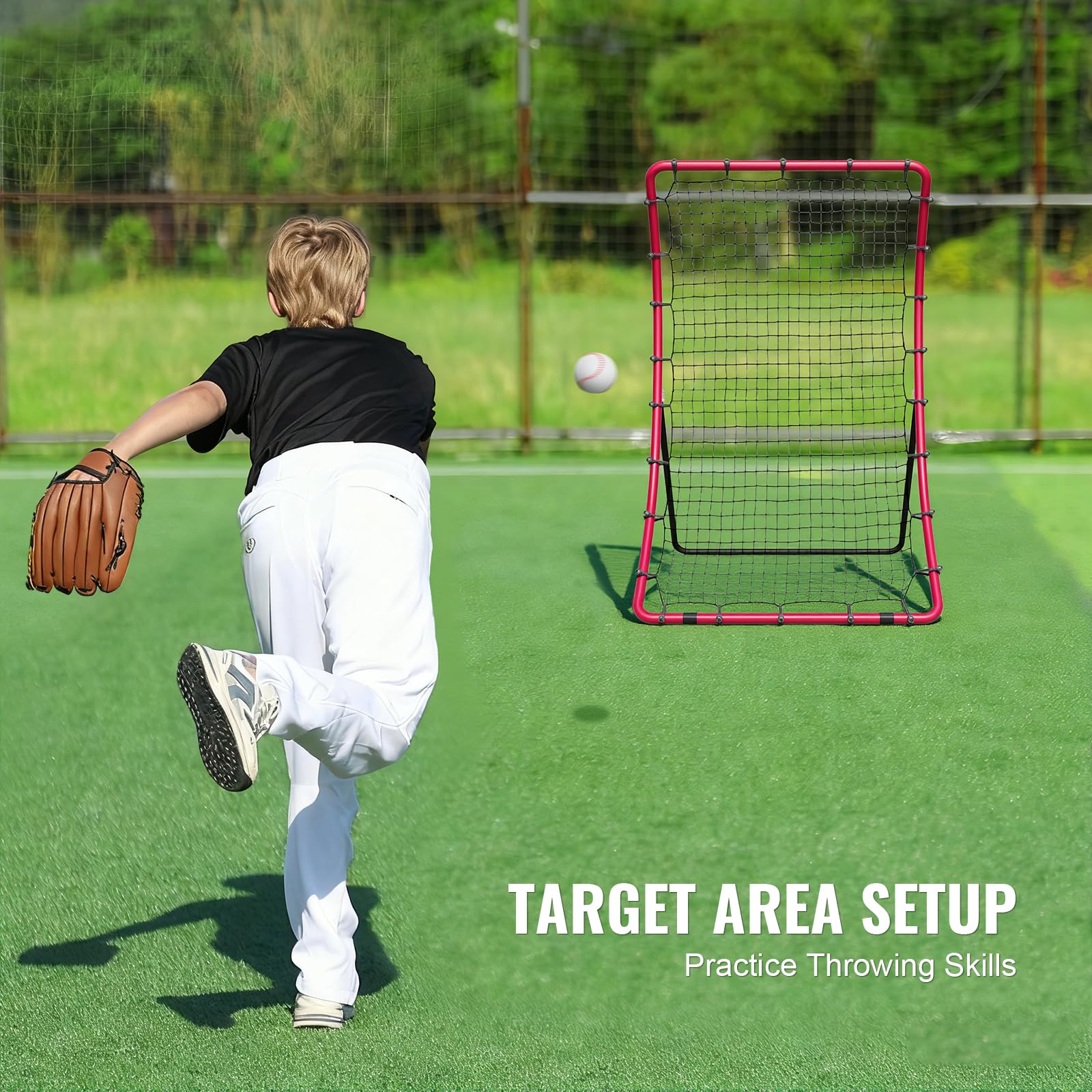 VEVOR Filet de Rebond pour Baseball et Softball, 914 x 1372 mm, Filet de Lancement de Baseball à 3 Voies, entraîneur de rebondissement de Lanceur de Baseball, pour la Pratique du Terrain et du Lancer
