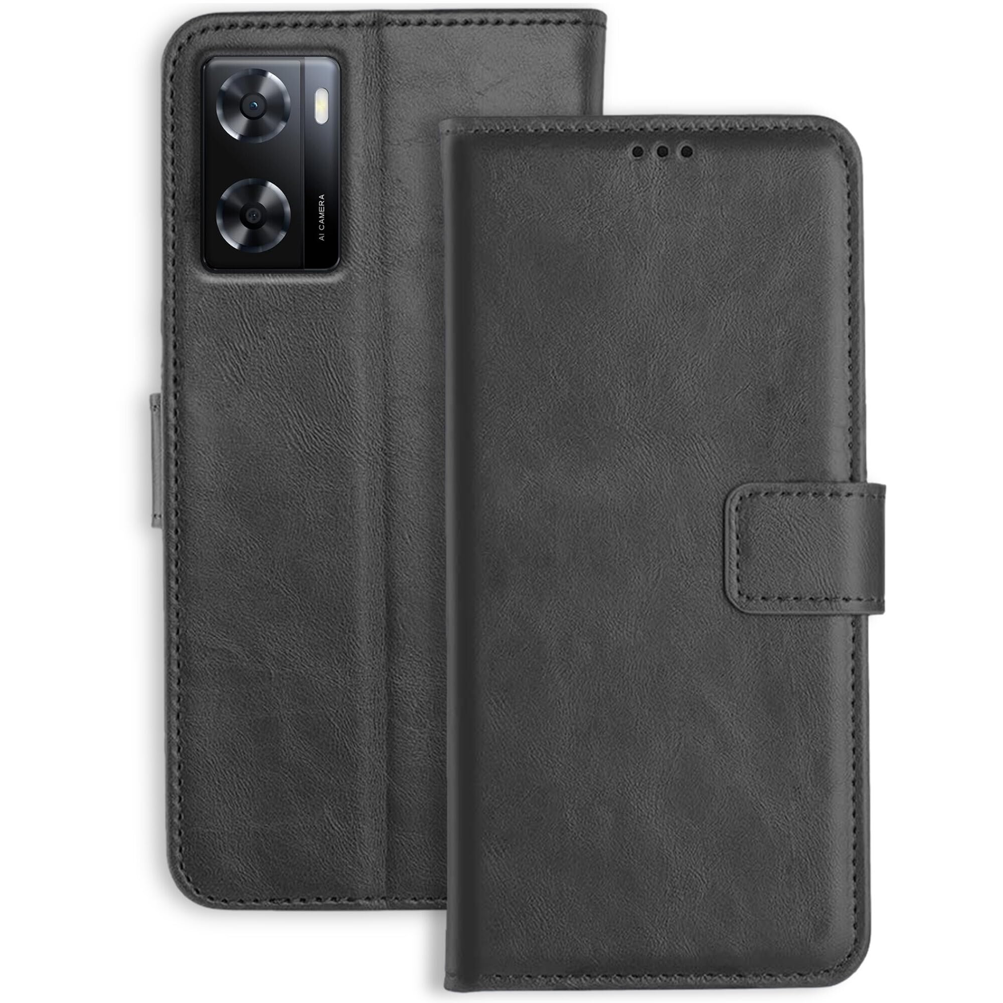 Orosky Oppo A57 5G Leather Flip Cover | Shockproof | 360 Protection | Wallet Style Magnetic Closure Back Cover Case for Oppo A57 5G (Black) (B0CBMGQVF6) Amazon Price History, Amazon Price Tracker