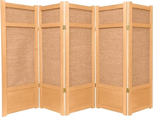 Miniatura 5 de Pantalla Shoji corta y baja de yute de 4 pies 4 paneles palisandro
