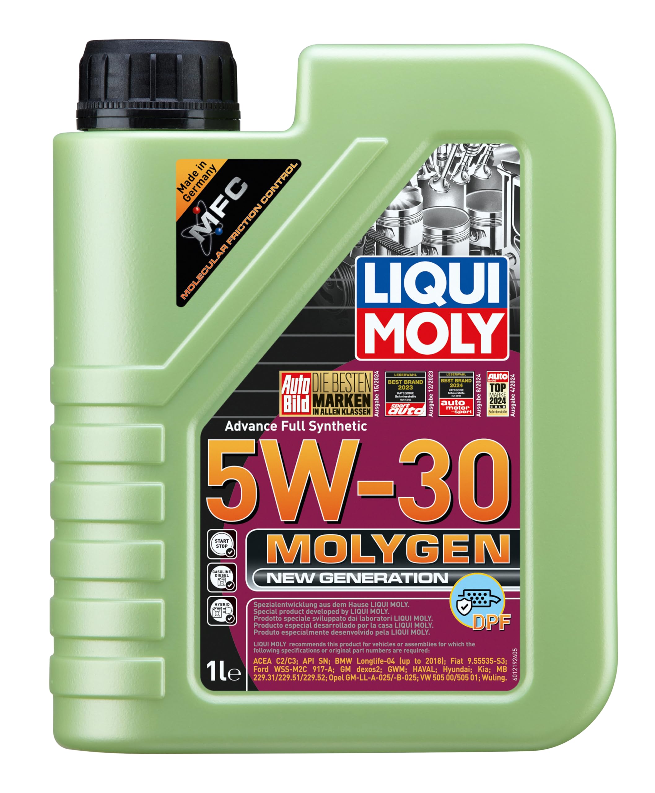 5W30 Synthetic Engine Oil Dpf Bmw Audi Porsche Liqui Moly Molygen 1L 4100420212246