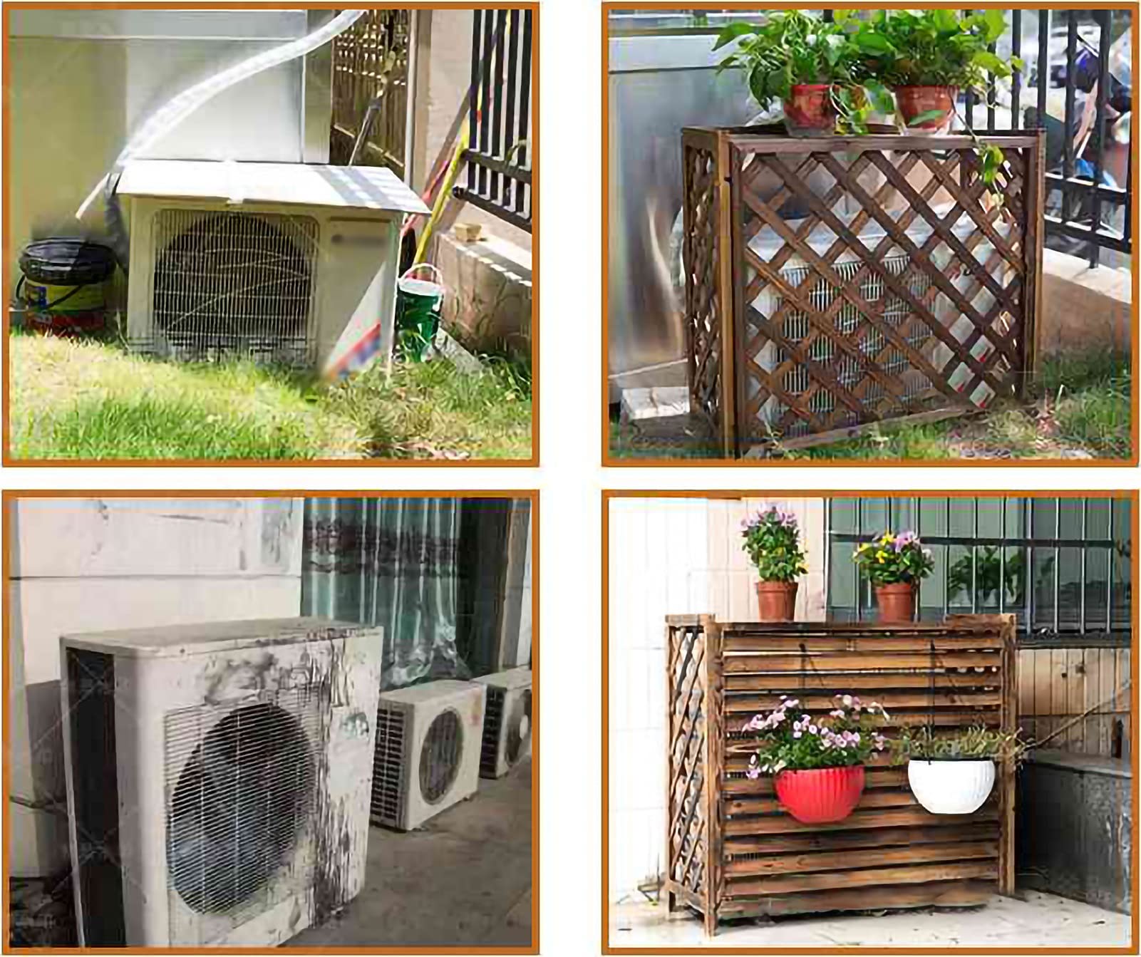 Cubierta de Madera carbonizada para Aire Acondicionado, Universal, para Exteriores, Resistente a la Lluvia y al Sol, de Suelo a Techo, Cubierta de Madera para Aire Acondicionado, persiana pa