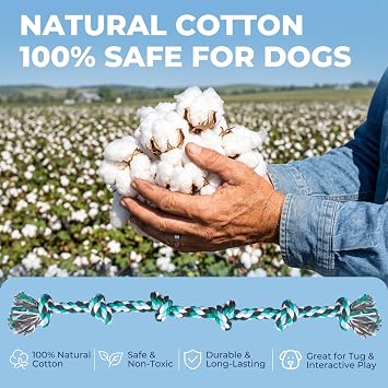 Ycozy XXL 6-Knot Dog Rope Toy for Large Dogs Aggressive Chewers 100CM Heavy Duty Dog Teething Chew Toy Puppy Almost Durable Cotton