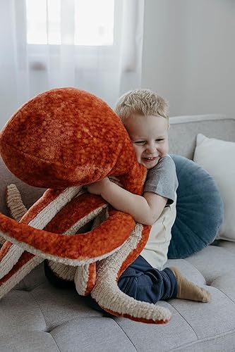 Miniatura 3 de The Petting Zoo Peluche de pulpo rojo del Pacífico, regalos para niños, animales salvajes del océano Onez, juguete de peluche jumbo de pulpo de 24