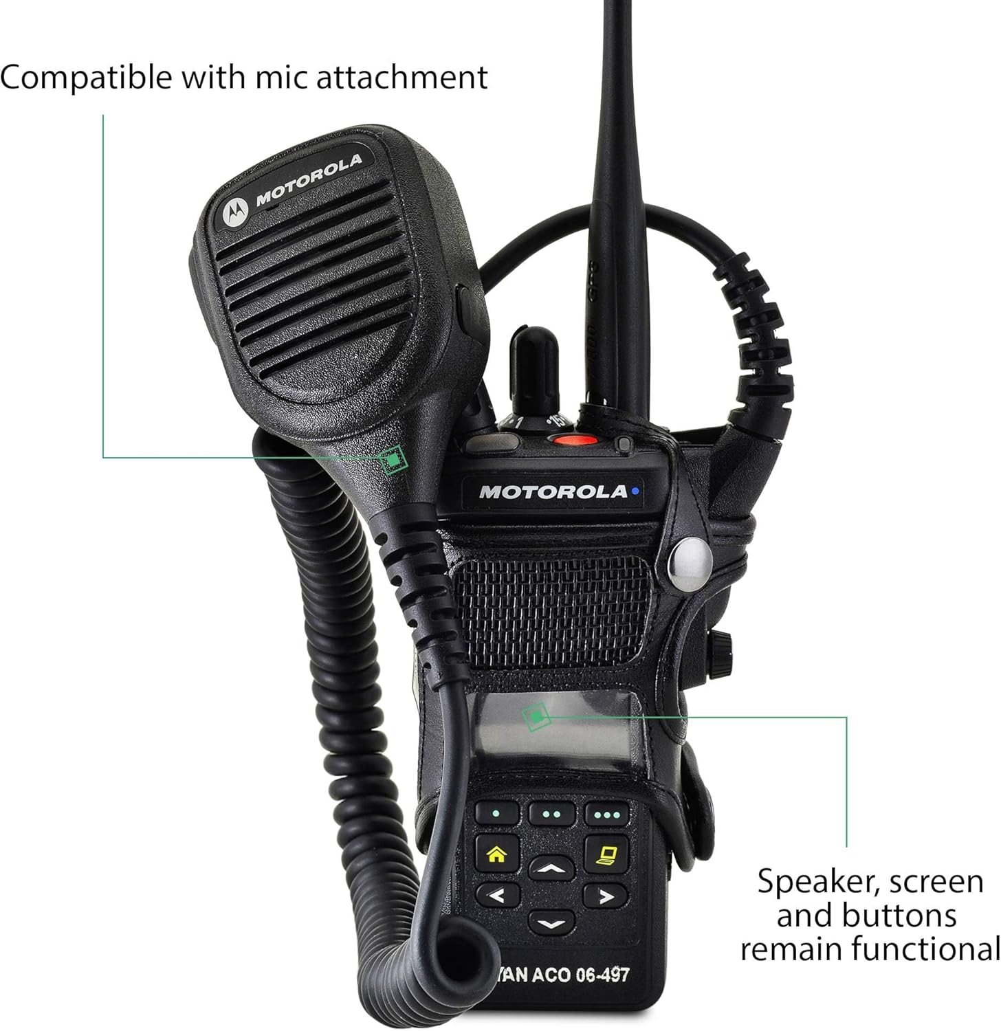 Turtleback Carry Holder for Motorola APX 4000 Extended Battery Two KNOB Fire and Police Two Way Radio Belt Clip Holster Case Black Leather Heavy Duty Rotating Ratcheting 2.25" Belt Loop