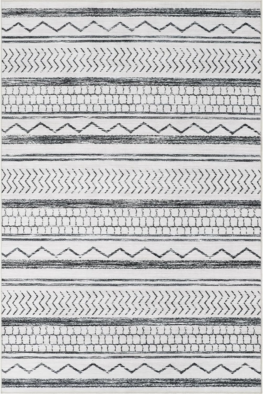 Soalmost 5x7 Area Rugs for Living Room, Chester Washable Rug for Bedroom, Non-Slip Backing Modern Home Office Decor, Neutral Farmhouse Area Rug(Ivory/Grey,5'x7')