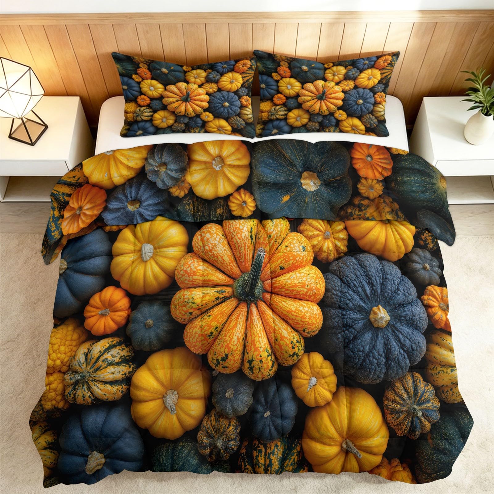 Parure de lit courtepointe hypoallergénique orange citrouille 200x200