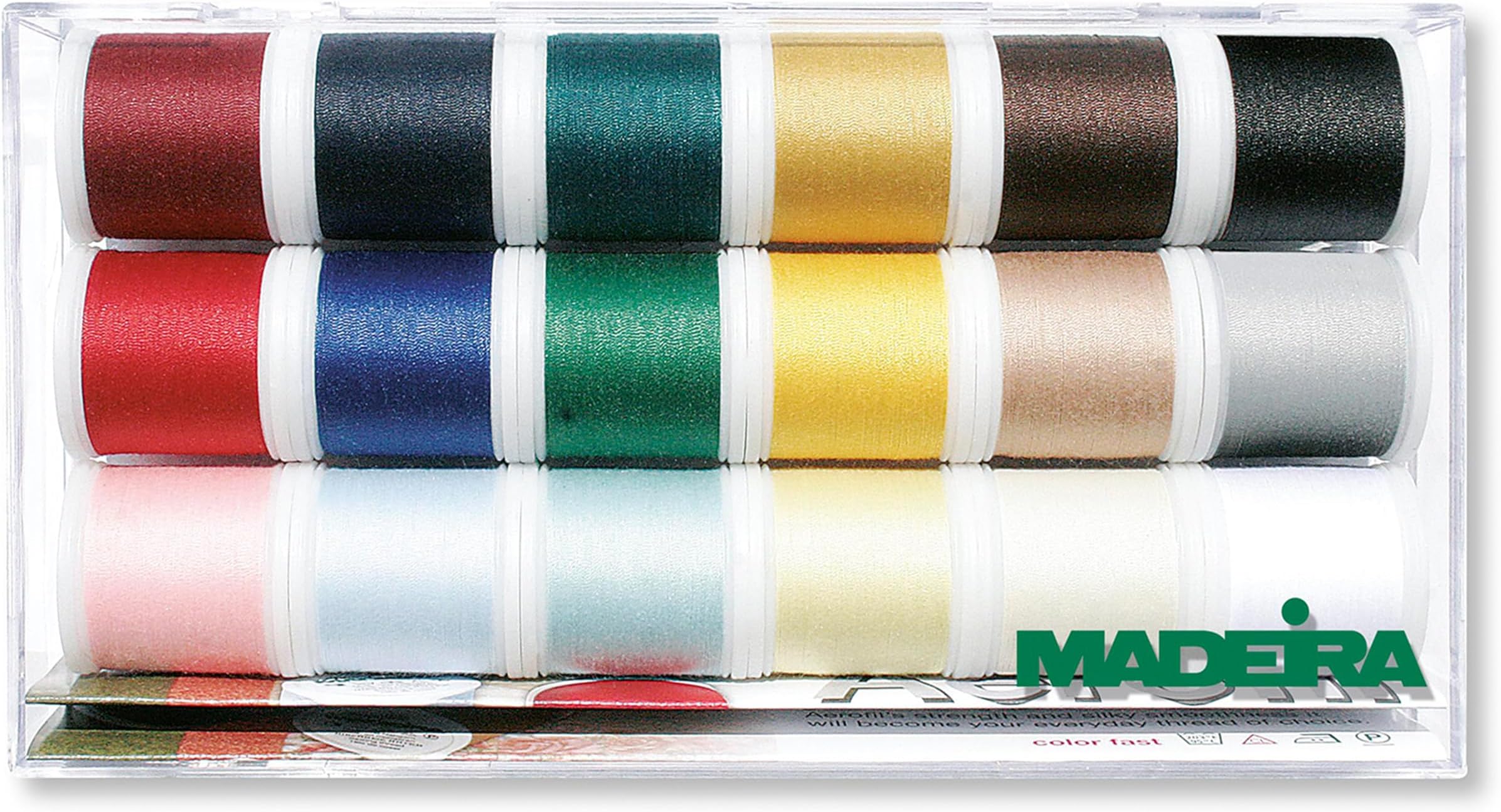 Aerofil 'Allesnäher' (Sewing All-Rounder) 8041 Sewing Thread Box with 18 Coloured Bobbins of 200 m Each