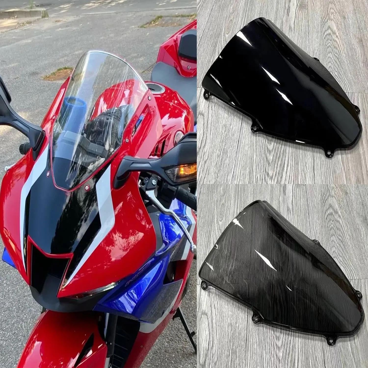 Dla CBR1000RR-R Fireblade SP 2020 2021 2022 2023 Szyba Przednia Motocykla Deflektory Wiatru Podwójna Szyba Bąbelkowa Deflektor Przedniej Szyby Motocykla(Clear iruidium)