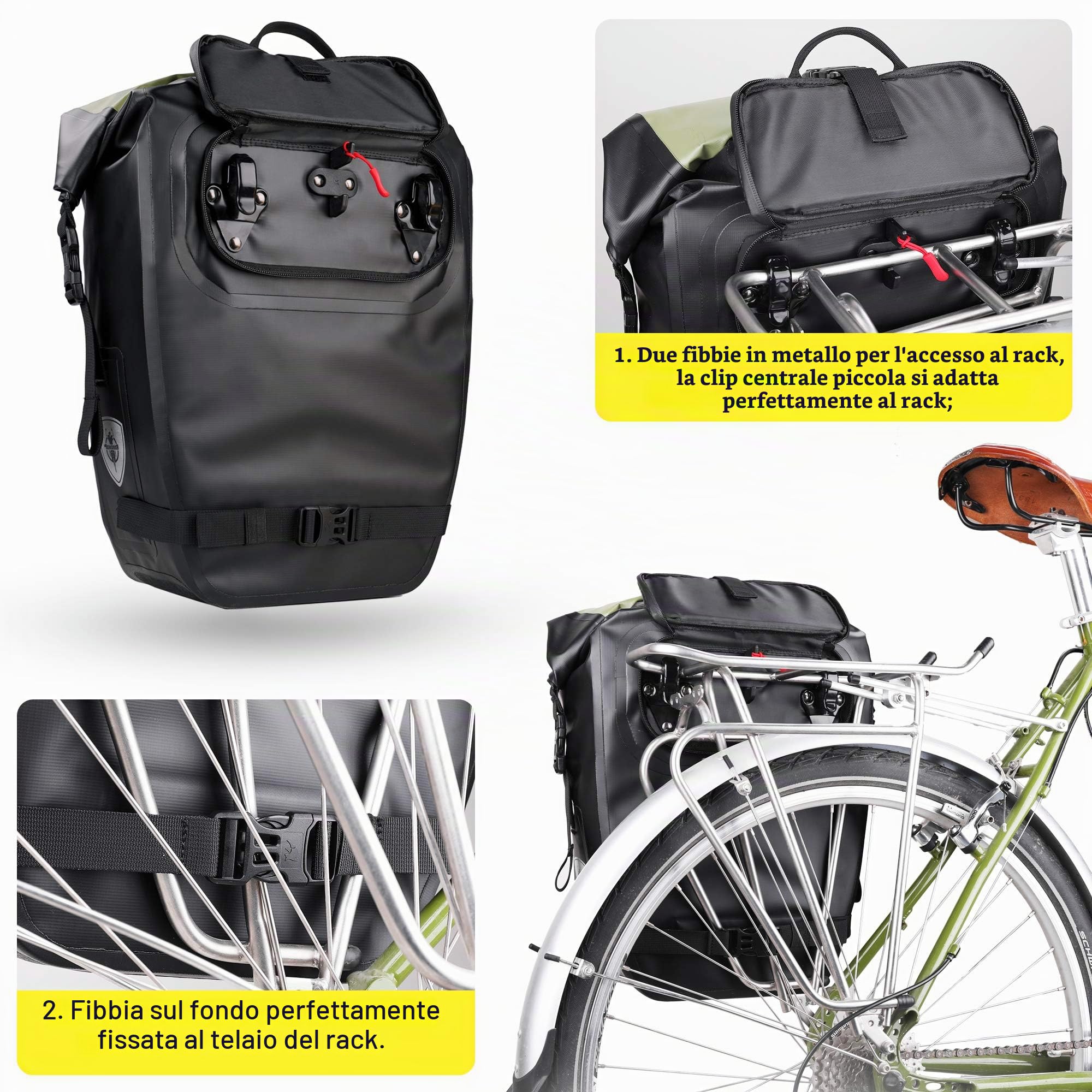 BAIGIO 27L / 30L Multi-Tasca Borsa per Bicicletta Impermeabile Borse Portapacchi Posteriore Bici MTB Sacchetto della Bicicletta per Ciclismo e Viaggio (Nero)