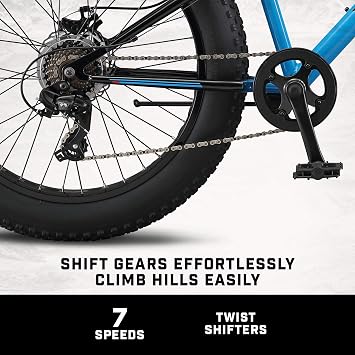 Mongoose Argus Trail or ST Fat Tire Mountain Bike, 20, 24 or 26 Inch Bike for Kids and Adults, 7 or 16 Speed, Aluminum or Steel Frame, Knobby Mountain Fat Tires, Mechanical Disc Brakes