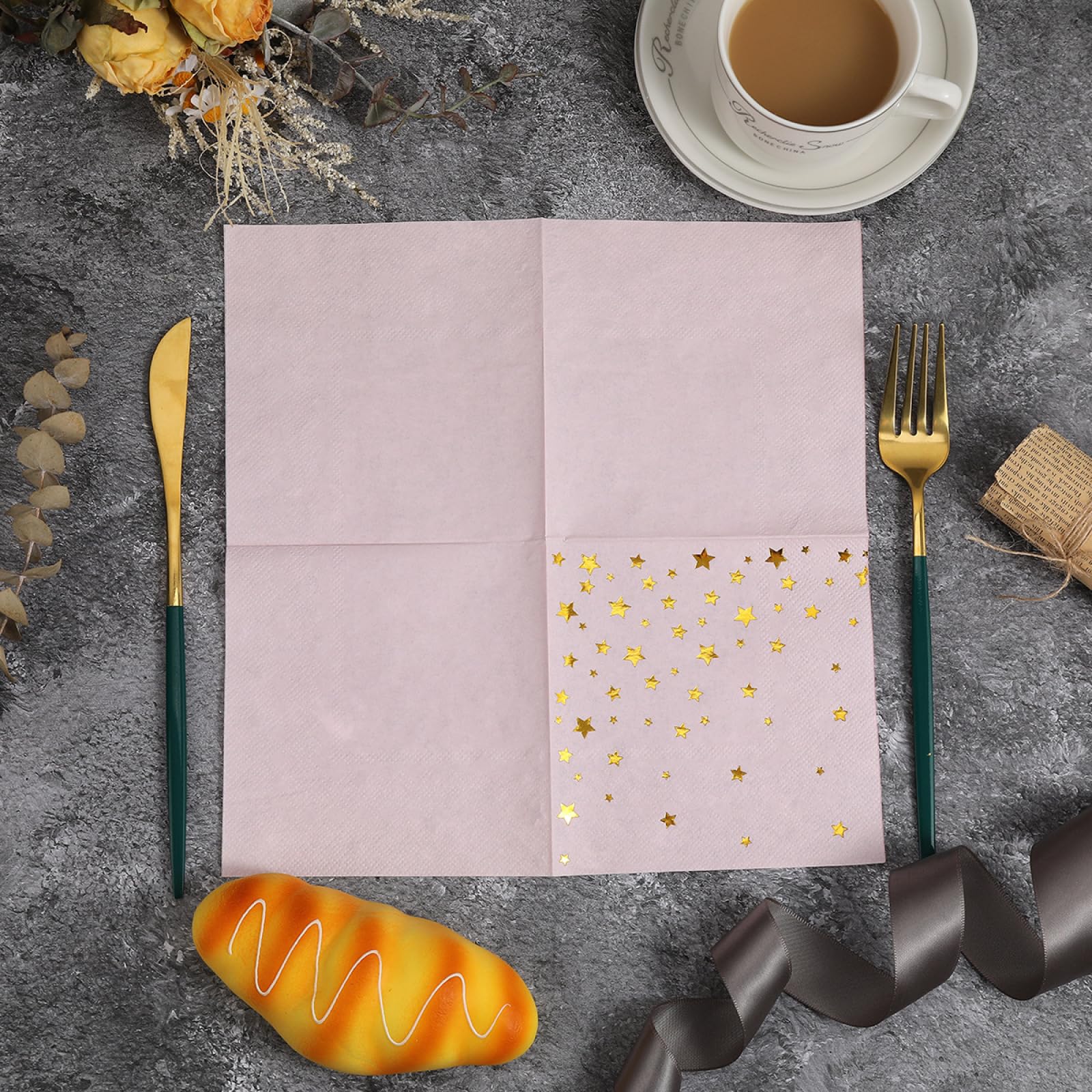 Tovaglioli di Carta Ragazza Rosa Stella Tovaglioli per Decoupage Decorati Tovaglioli Bar Compleanno Carta Lgienica Tovagliolo Decorazione Da Tavola Usa e getta Per Matrimoni Feste 30 Packs(33x33cm)