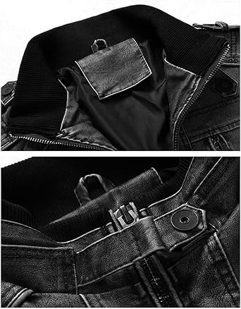 JEShifangjiusu Men's Quilted Moto Faux Leather Biker Jacket Vintage Stand Collar PU Leather Coat Motorcycle Zip Up Jackets