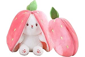 Ultra-Soft Easter Velvet and Veneer Plush Bunny Carrot Strawberry Pillow