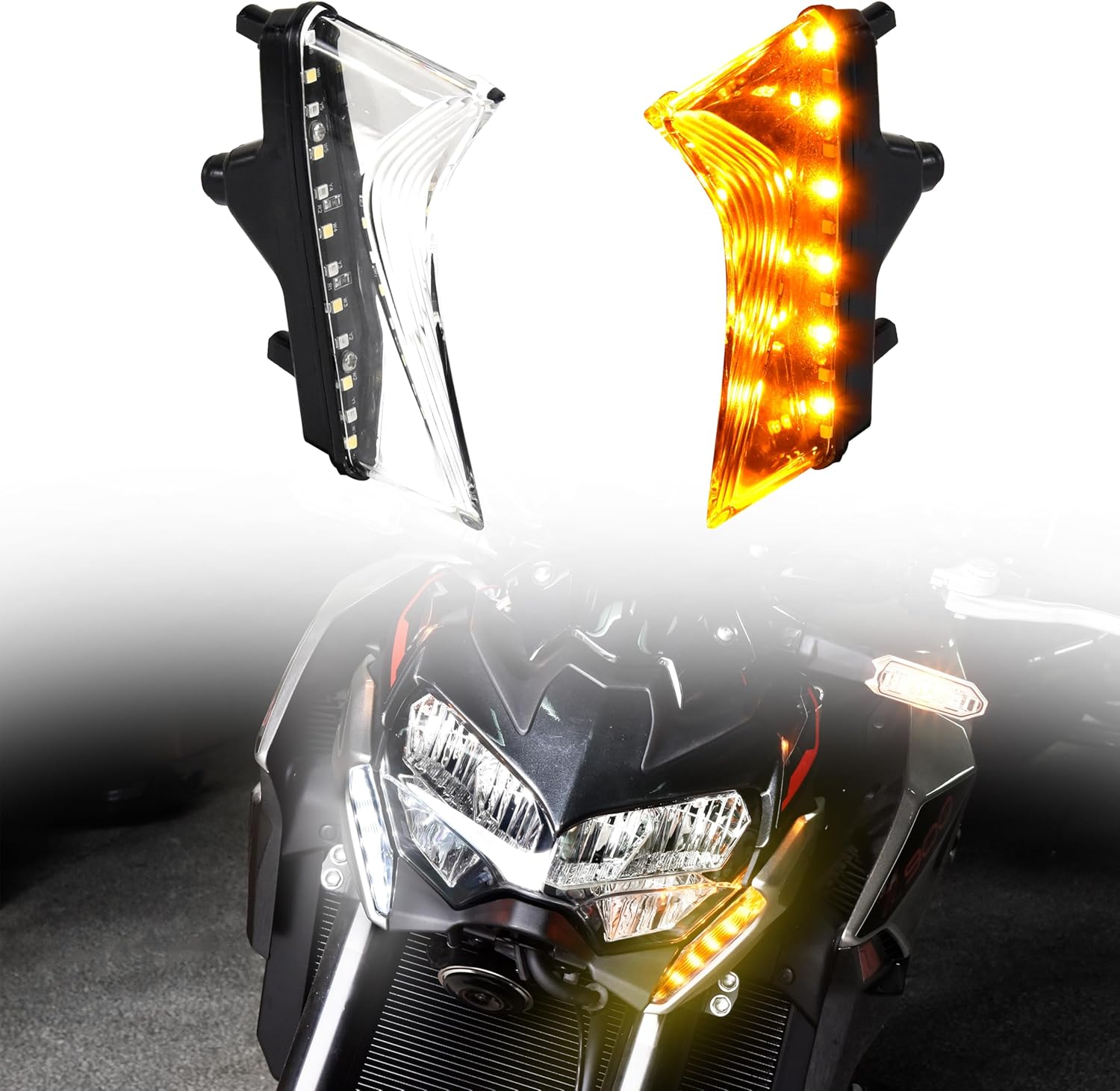 LED Front Turn Signals for Kawasaki Z650 2020-2025, Motorcycle LED Turn Signals Side Lights with DRL for Kawasaki Z900 ABS SE ABS 2020-2024 Accessories