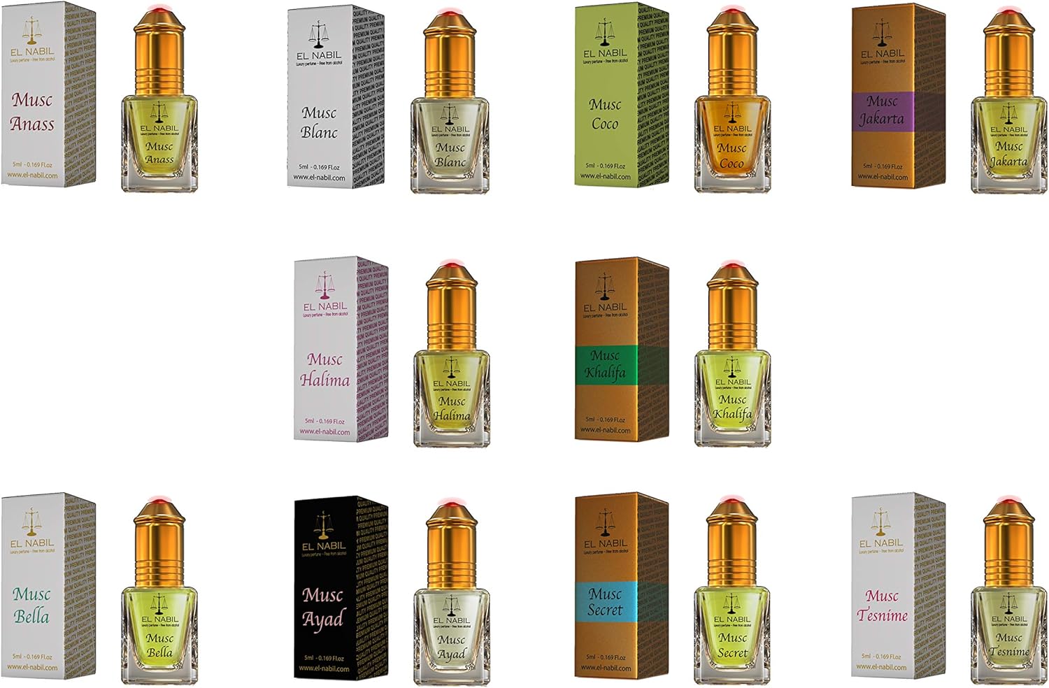 Moschus dames geurset – 10x 5ml parfum (TOP 10 MIX) – El Nabil Misk Musk – parfumolie voor vrouwen Moschus dames geurset – 10x 5ml parfum (TOP 10 MIX) – El Nabil Misk Musk – parfumolie voor vrouwen