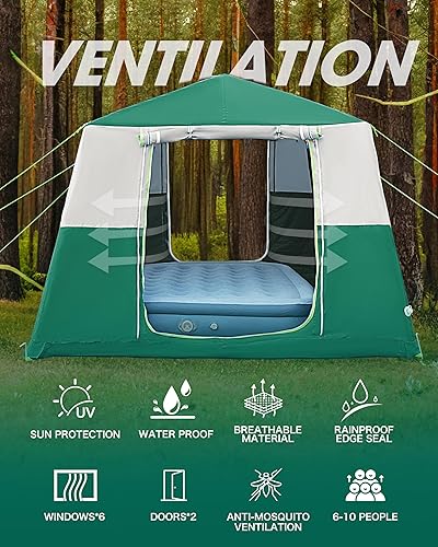 Miniatura 5 de Tiendas inflables de 14.1 x 6.5 x 9 pies para campamento, tienda de campaña portátil para 6810 personas, impermeable, resistente al viento, fácil