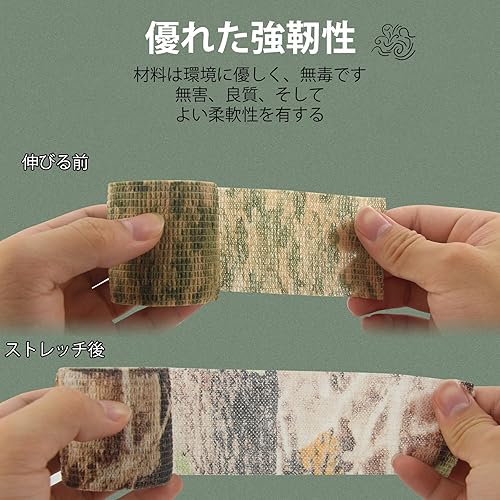 Miniatura 5 de Cinta autoadhesiva de camuflaje, adecuada para deportes, protección impermeable, campamento desierto, 4 piezas (4 colores estilo 2)