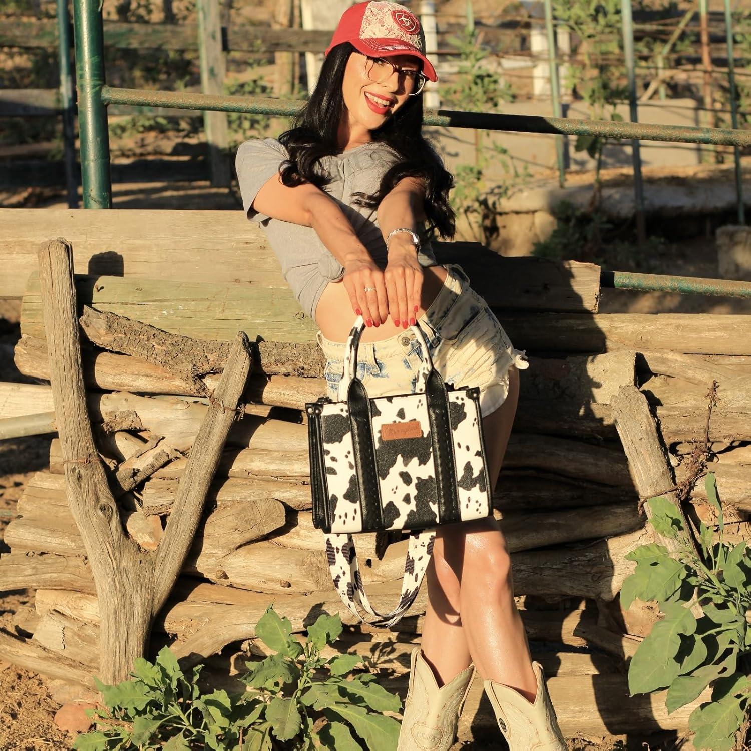 Montana West × Wrangler Tote Bag for Women Western Cow Print Purse Designer Top Handle Handbags - Image 2