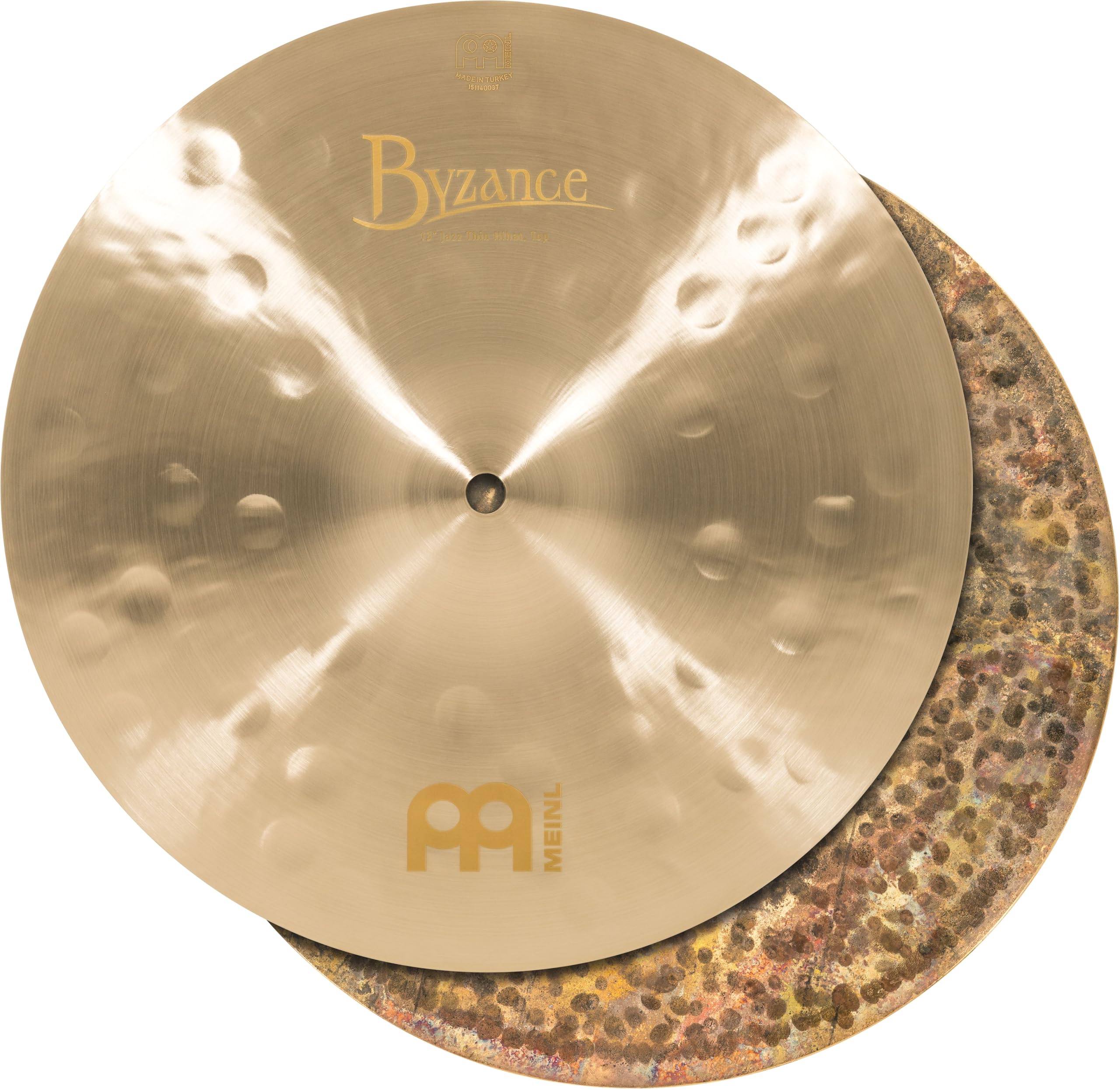 Meinl Cymbals Byzance Jazz Hihat Thin 13 Zoll (Video) Schlagzeug Becken – Paar – (33,02cm) B20 Bronze, Traditionelles und Extra Trockenes Finish (B13JTH)