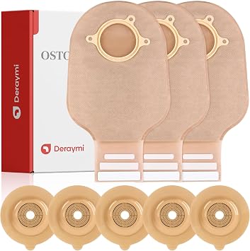 30 PCS Colostomy Bags Convex Ostomy Bag Two Piece Colostomy Supplies, Drainable Ostomy Pouches for Uneven Wrinkled Skin Irregular Stoma, 45mm Max 20 x Bags+10 x Convex Barriers