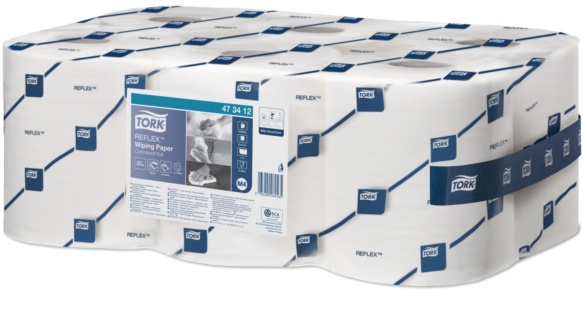 Tork Lote de 6 rollos maxi papel de essuyage réflex de dévidage central hoja a hoja 114 m 1 pli blanco