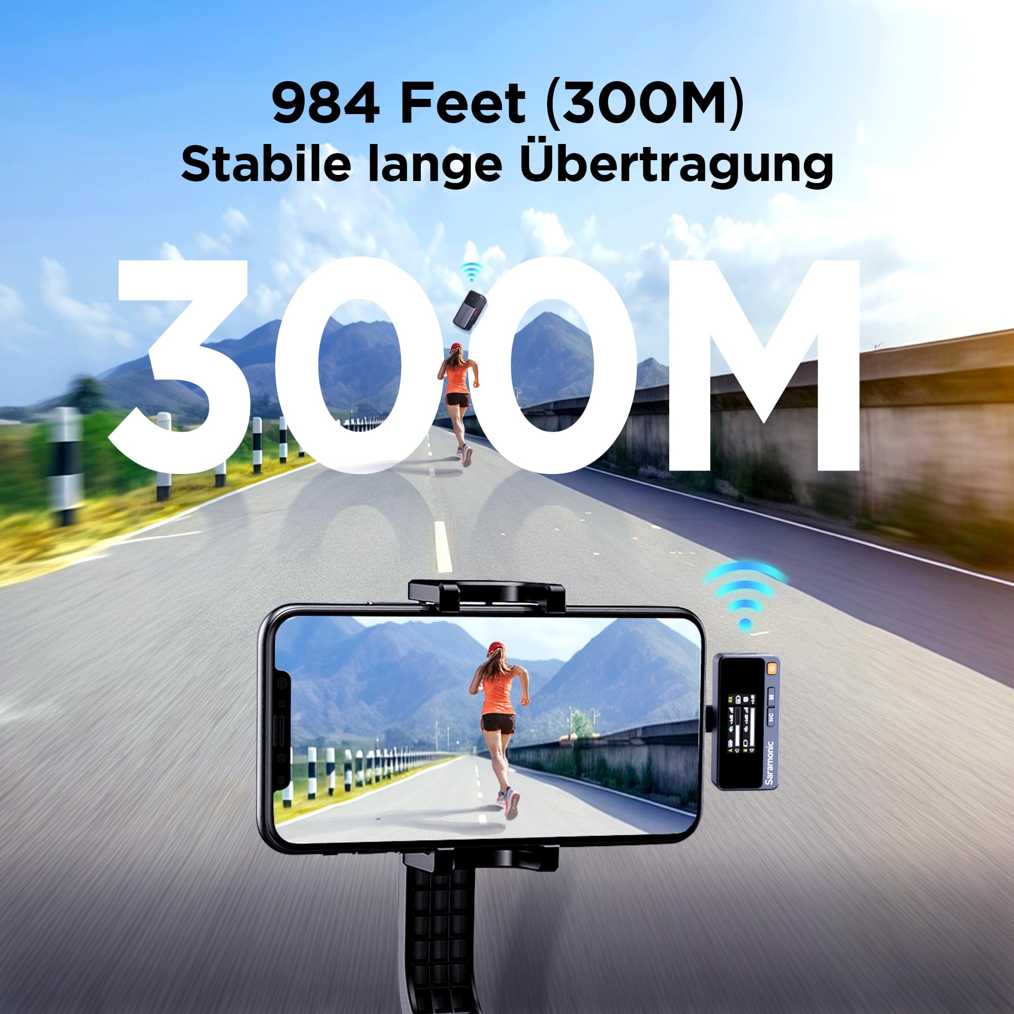 Saramonic Air Wireless Lavalier Mikrofon – Tragbare Ladecase, Ø9,7 mm Mini-Ansteckmikrofon mit 48 kHz/24 Bit, 90 dB SNR für iPhone 15/16 Serie, für Vlog, TikTok