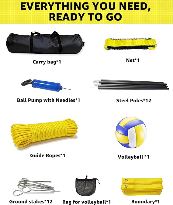 VICHTOP 4 Square Volleyball Game Set - 4 Way Cross Net for Backyard & Beach