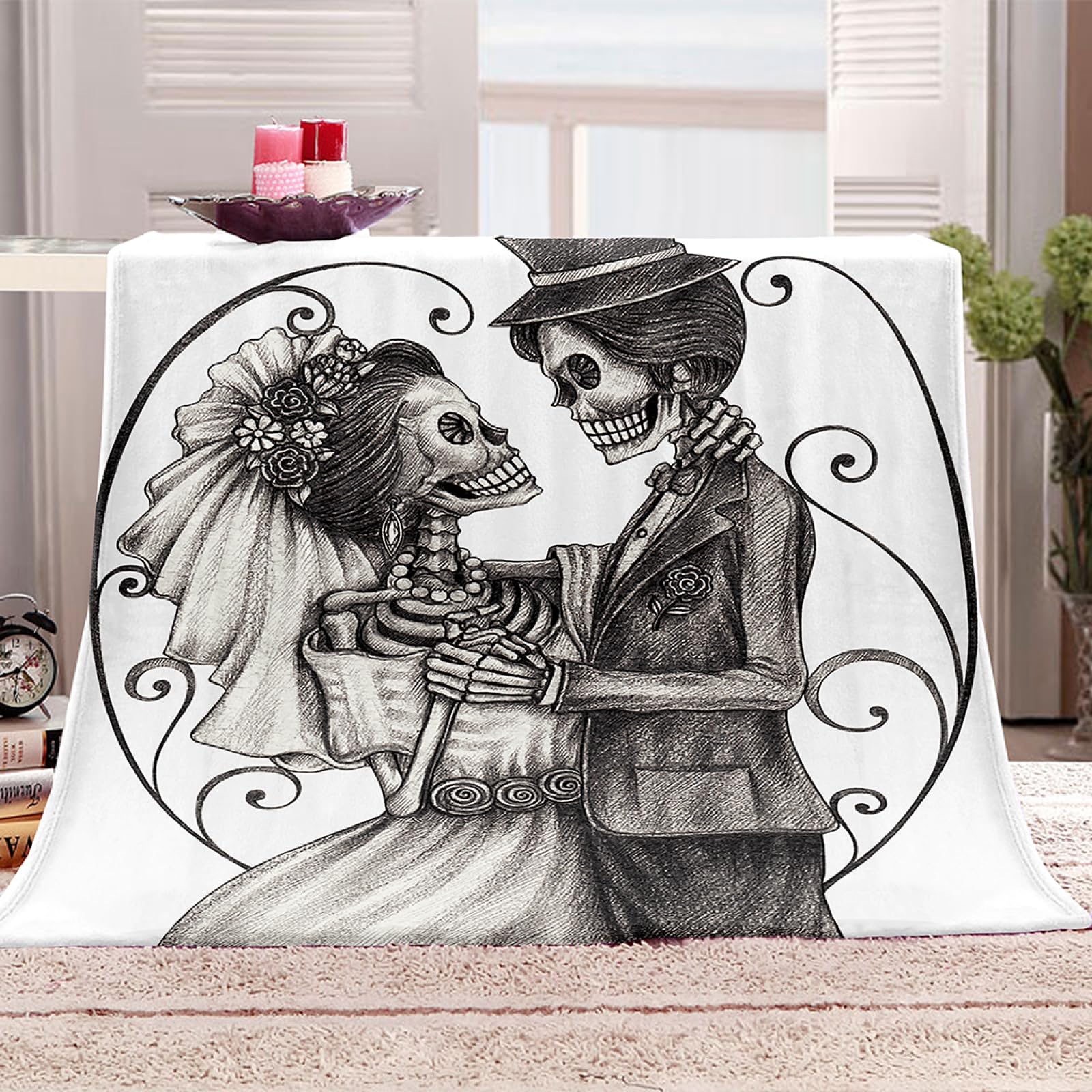 Couverture 3D impression numérique squelette plaid polaire personnalisé
