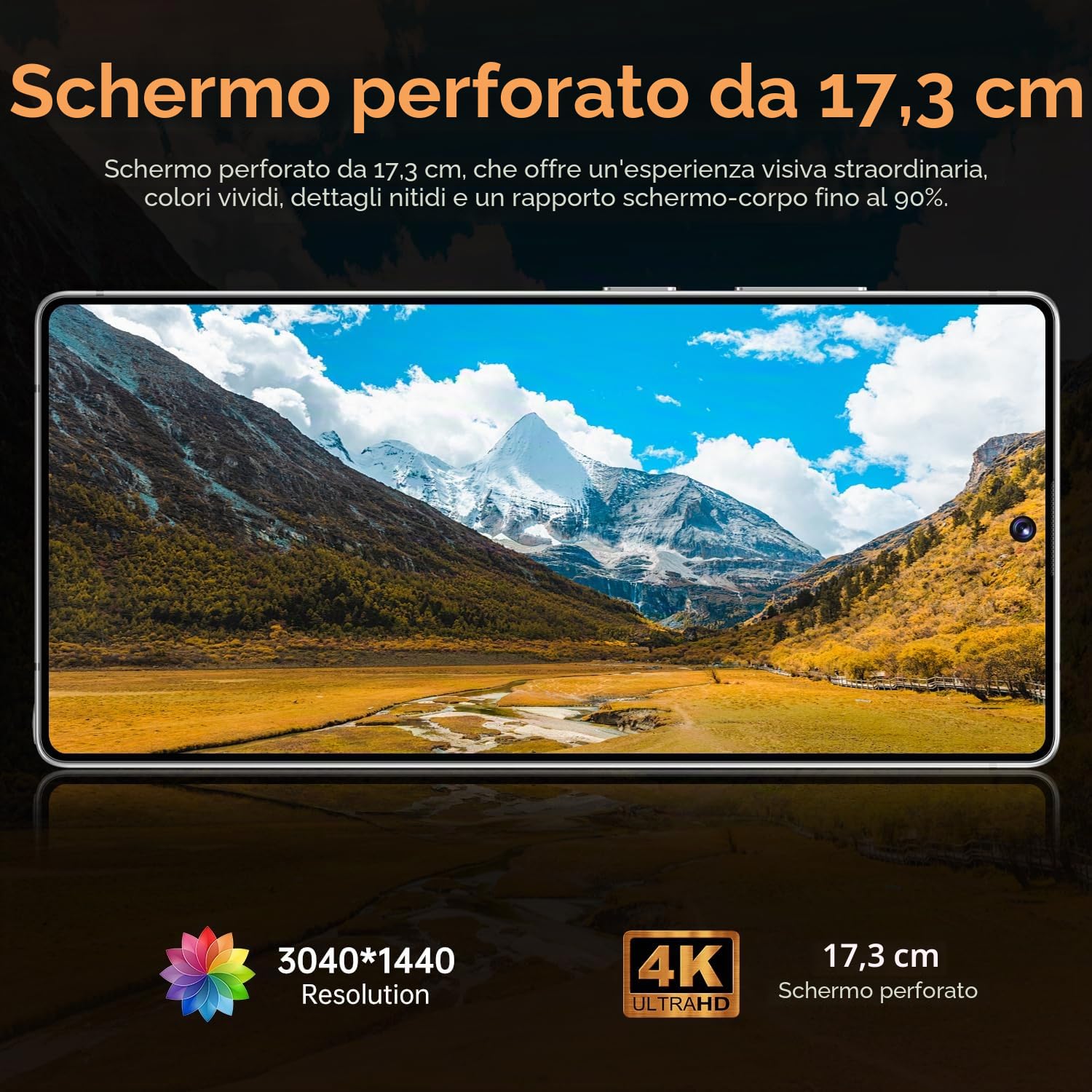 I26 Ultra – Smartphone senza SIM da 6,8" HD+ | 8 GB di RAM, 256 GB di spazio di archiviazione | Fotocamera da 108 MP, doppia SIM | Android 15, 4G LTE, Face ID, GPS | Smartphone economico con batteria