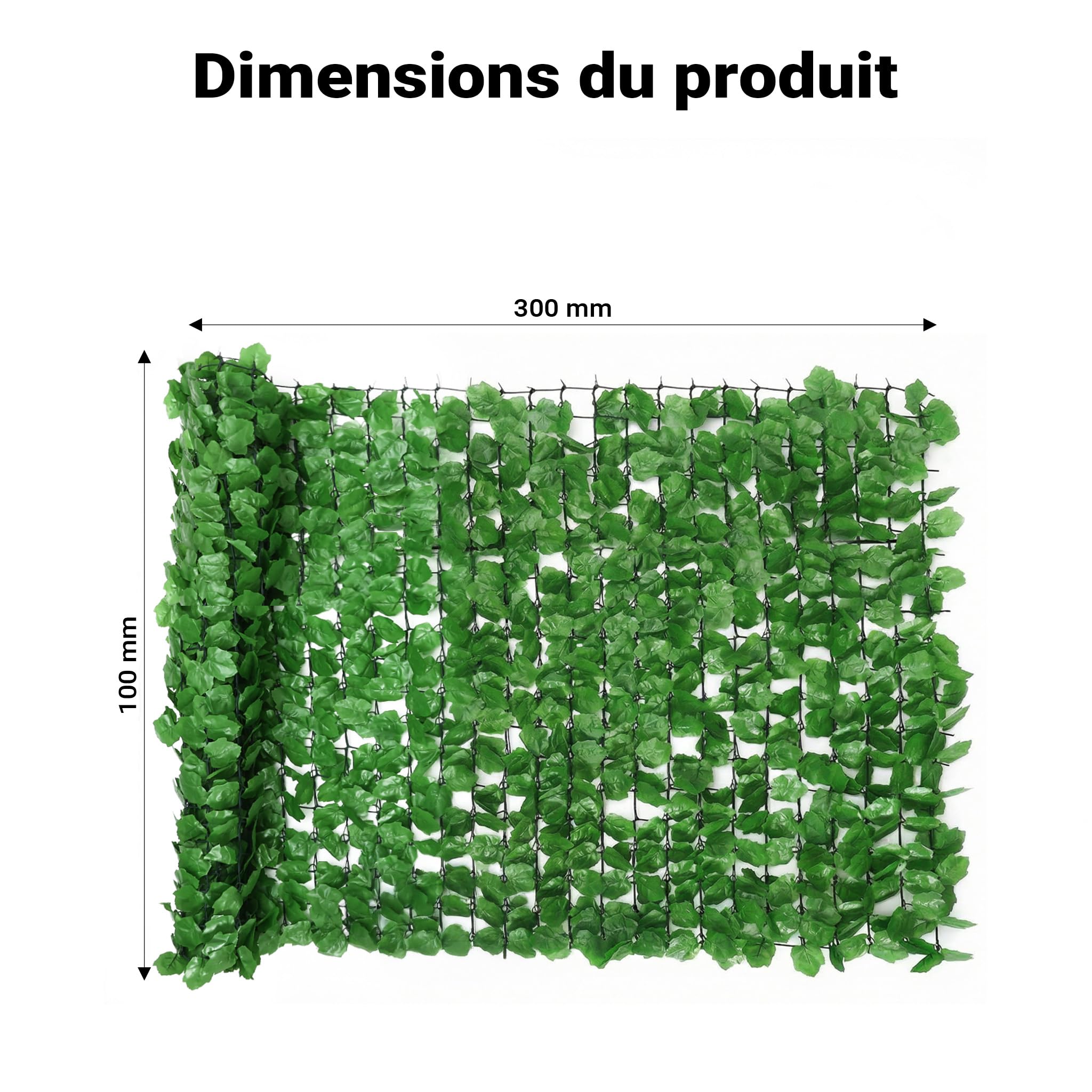 WilTec Clôture Pare-Vue Design Feuillage – 300 x 100 cm – en PE & Plastique – Paravent extérieur comme Habillage de Mur, Brise-Vue Jardin clôture, Bâche à Grillage