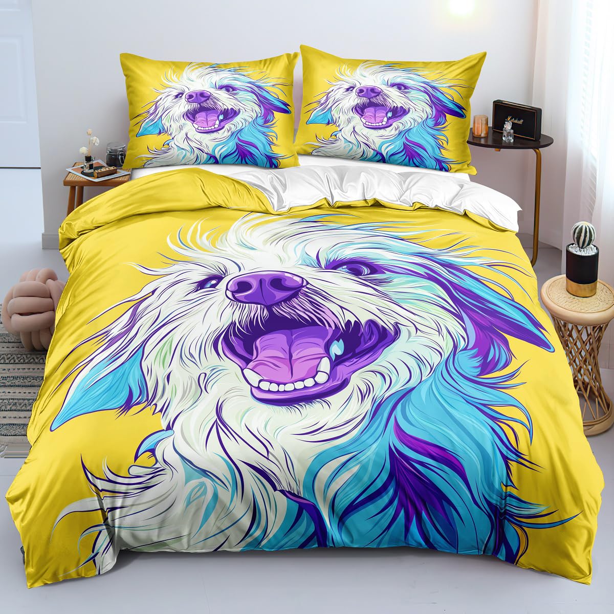 Housse de couette 200x200 motif chien pour illuminer la chambre enfant