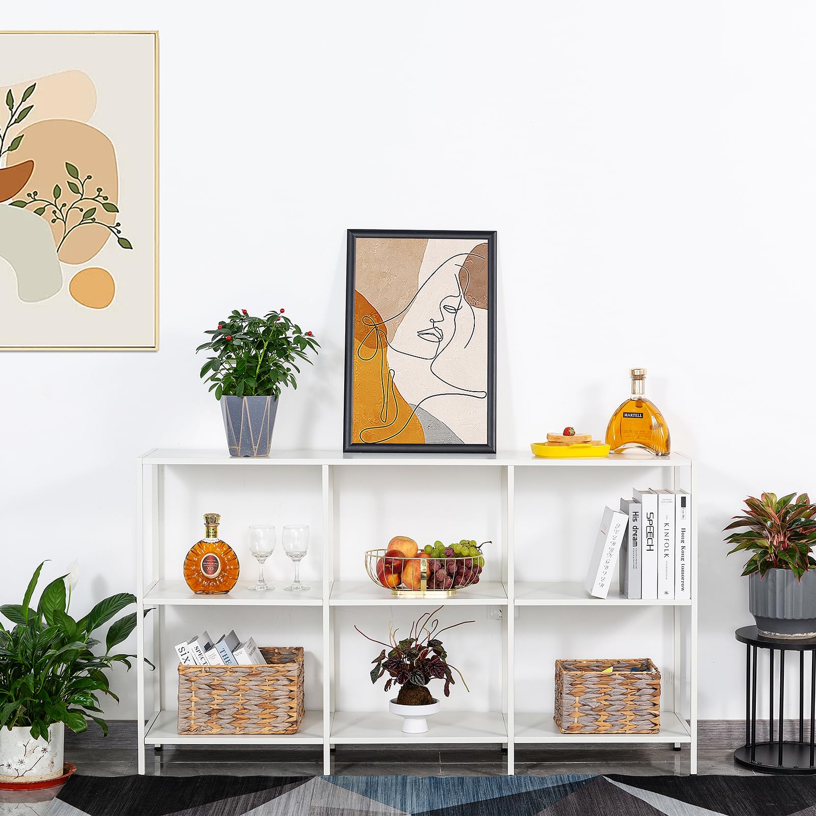 HDANI Mesa de sofá consola de 140 cm con 3 estantes, mesa de entrada estrecha con marco de metal, mesa industrial detrás de mesas de sofá, moderno soporte de TV para pasillo, sala de estar, dormitorio