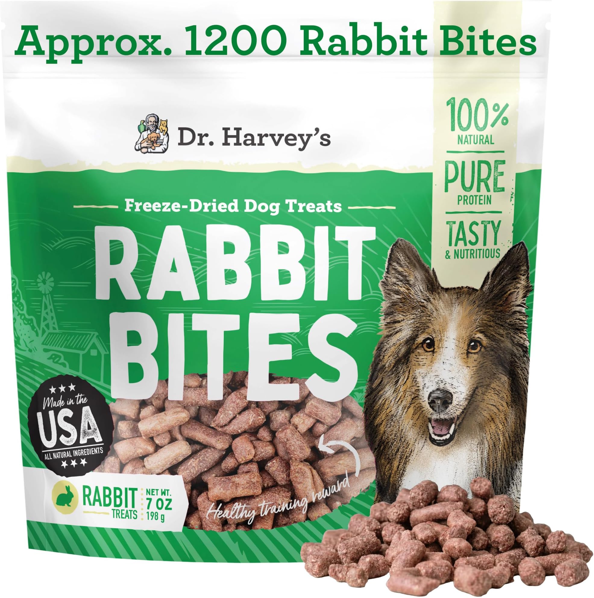 Dr. Harvey's Rabbit Bites Freeze-Dried Raw Dog Treats (7 oz)