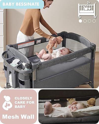 Miniatura 8 de Moisés 4 en 1 para bebé, 4 funciones, para cuna, patio de recreo, cambiador, cuna para bebé recién nacido, moisés para bebé recién nacido, moisés de