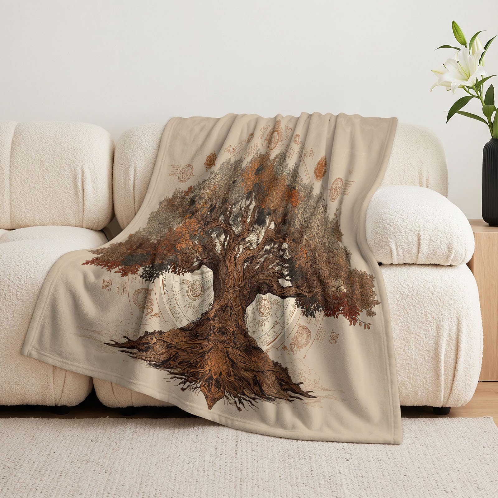 Koc vintage, 150 x 200 cm, miękki, na sofę, łóżko, flanelowy, narzuta