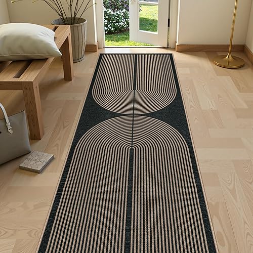 Lahome Modern Rainbow Kitchen Runner Rug, 2x8 Easy Jute Rug