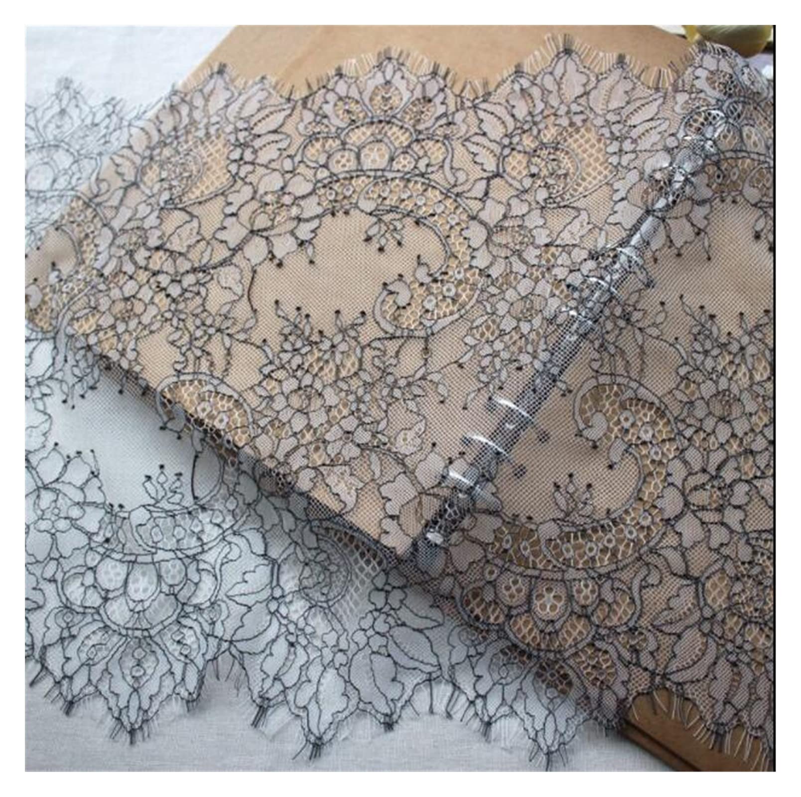 Tela de encaje floral CV802 de textura suave para alta costura y artesanía
