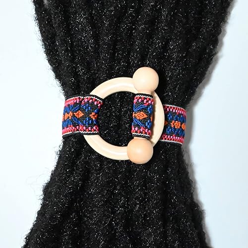 Miniatura 6 de 2 piezas de ligas para el cabello, accesorios para rastas, cinta elástica incrustada, soportes para cola de caballo coloridos estilo bohemio,